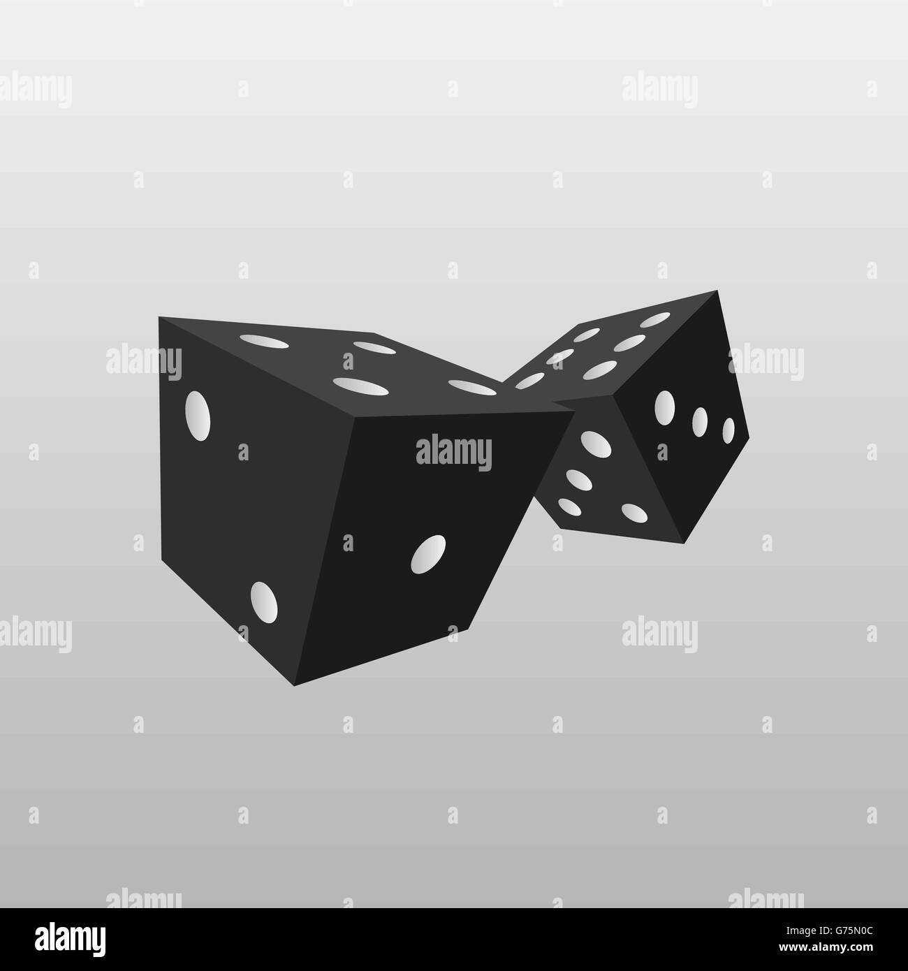 Black dice isolated on white background. vector Stock Vector Image