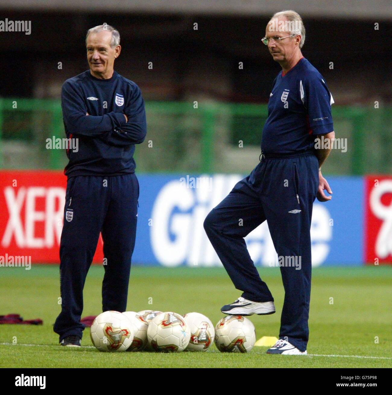 England manager Sven-Goran Eriksson with assistant Tord Grip (left ...