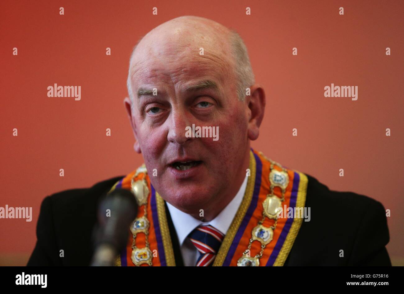 Orange Order Grand Master Edward Stevenson at a press conference held