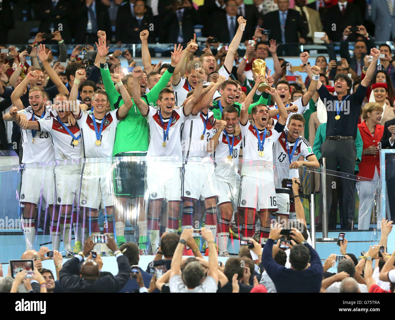 Soccer - FIFA World Cup 2014 - Final - Germany v Argentina - Estadio do Maracana. Germany's Philip Lahm lifts the FIFA World Cup 2014 Trophy Stock Photo