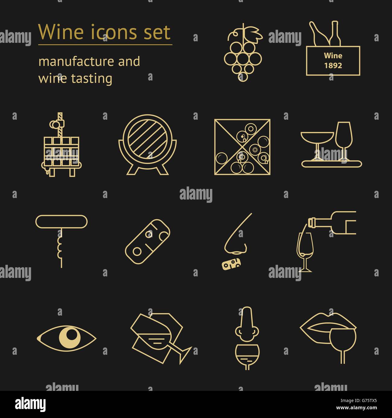 Wine icons collection Stock Vector