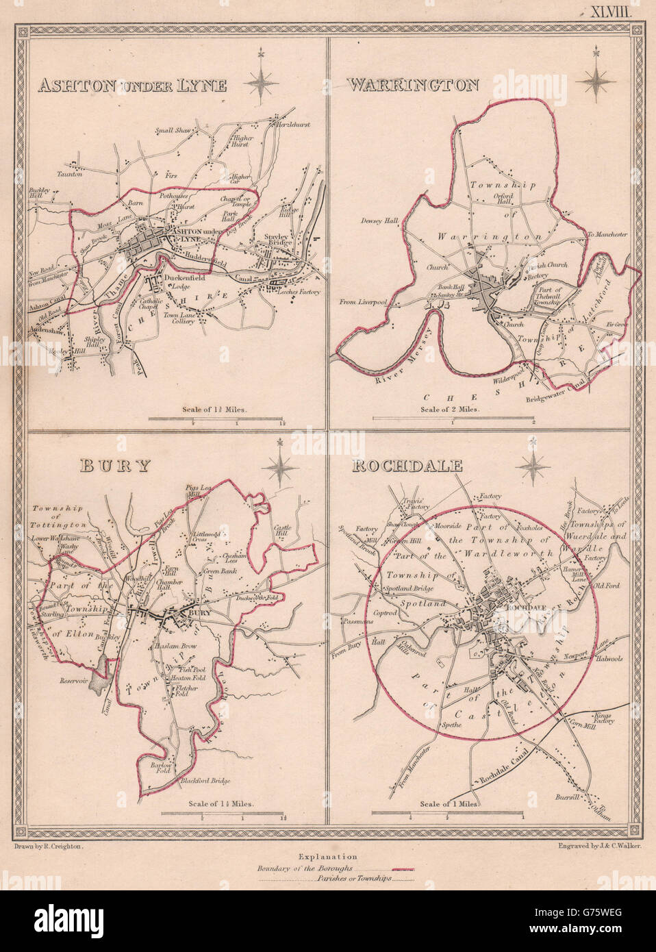 LANCASHIRE TOWNS. AshtonunderLyne Warrington Bury Rochdale.CREIGHTON