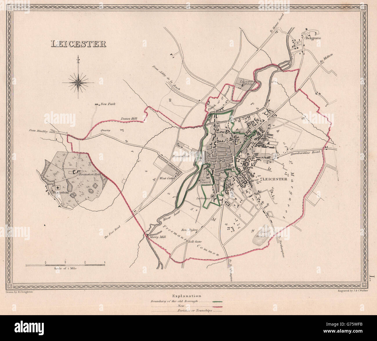 Old map leicester hi-res stock photography and images - Alamy