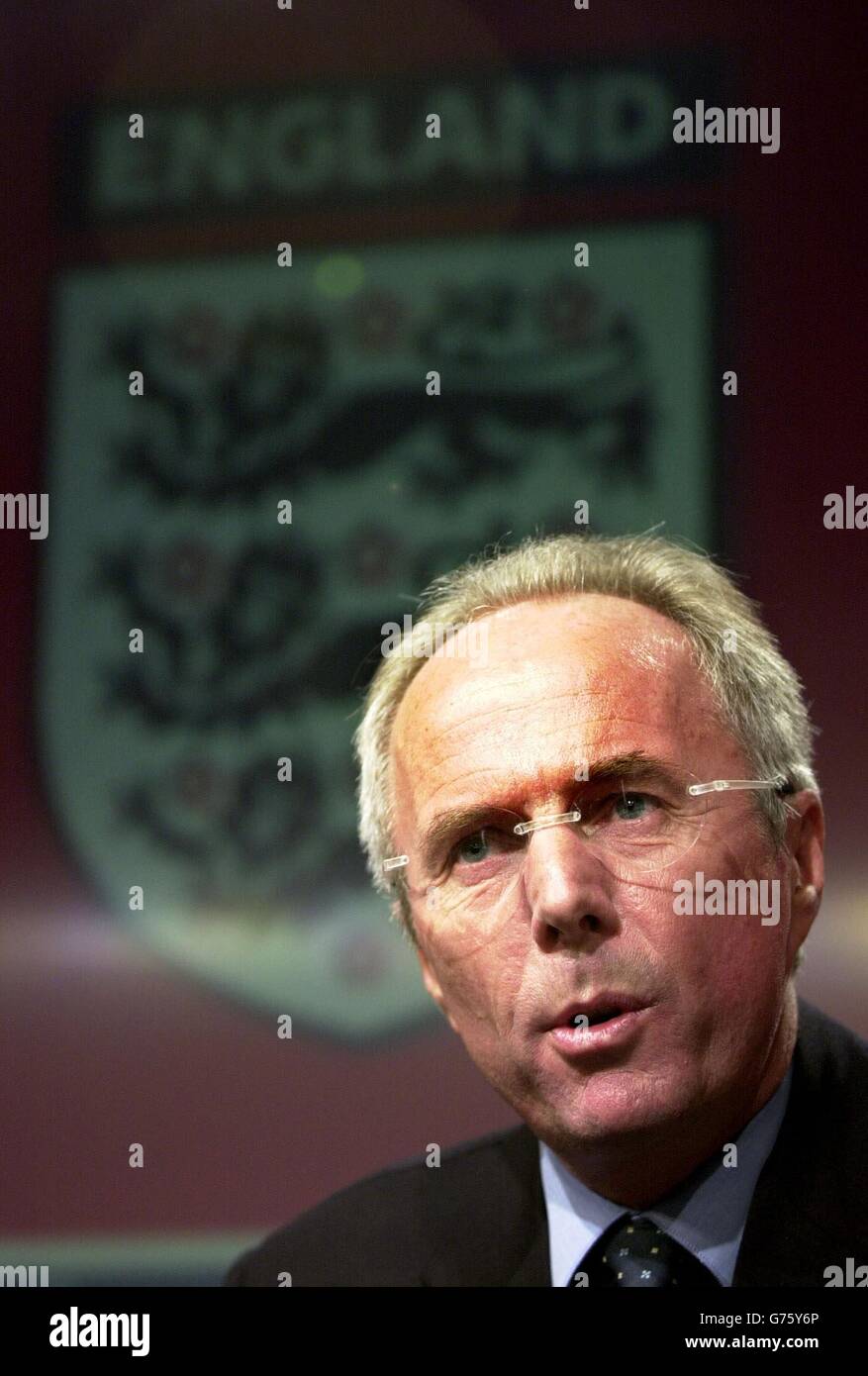 England manager Sven Goran Eriksson speaks to the media at Football ...