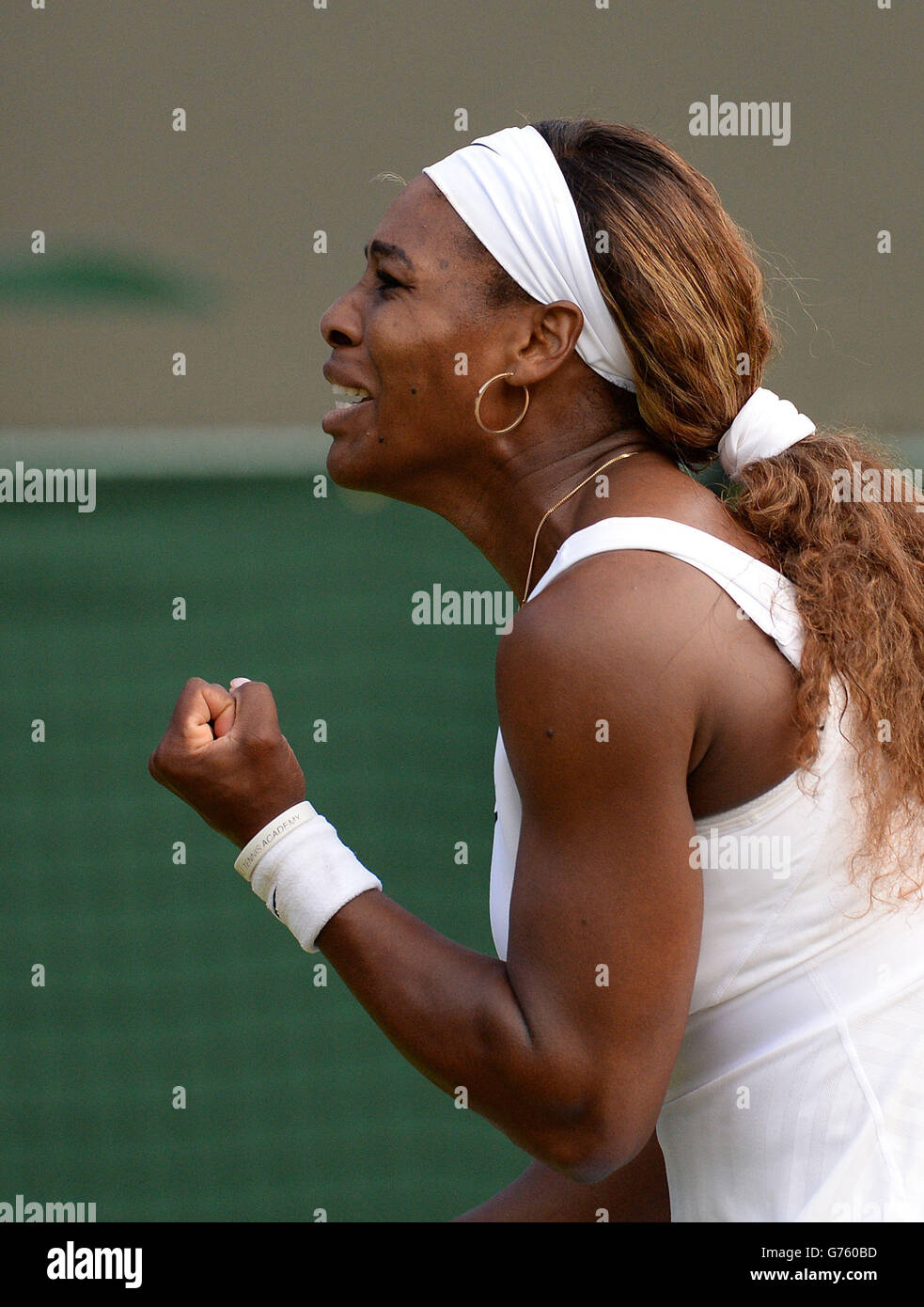 USA's Serena Williams reacts in her match against France's Alize
