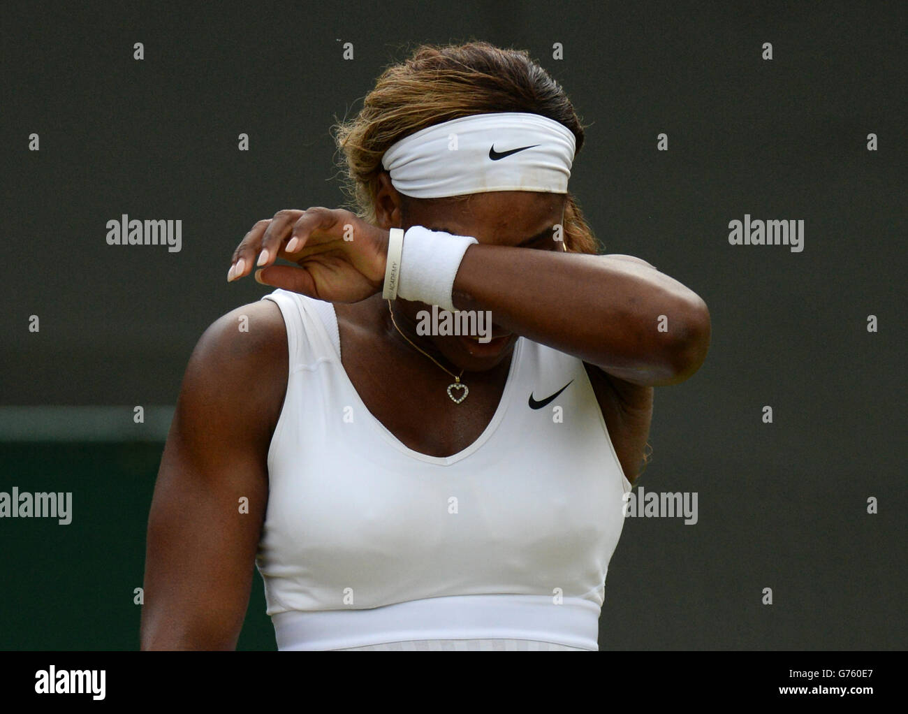 USA's Serena Williams reacts in her match against France's Alize