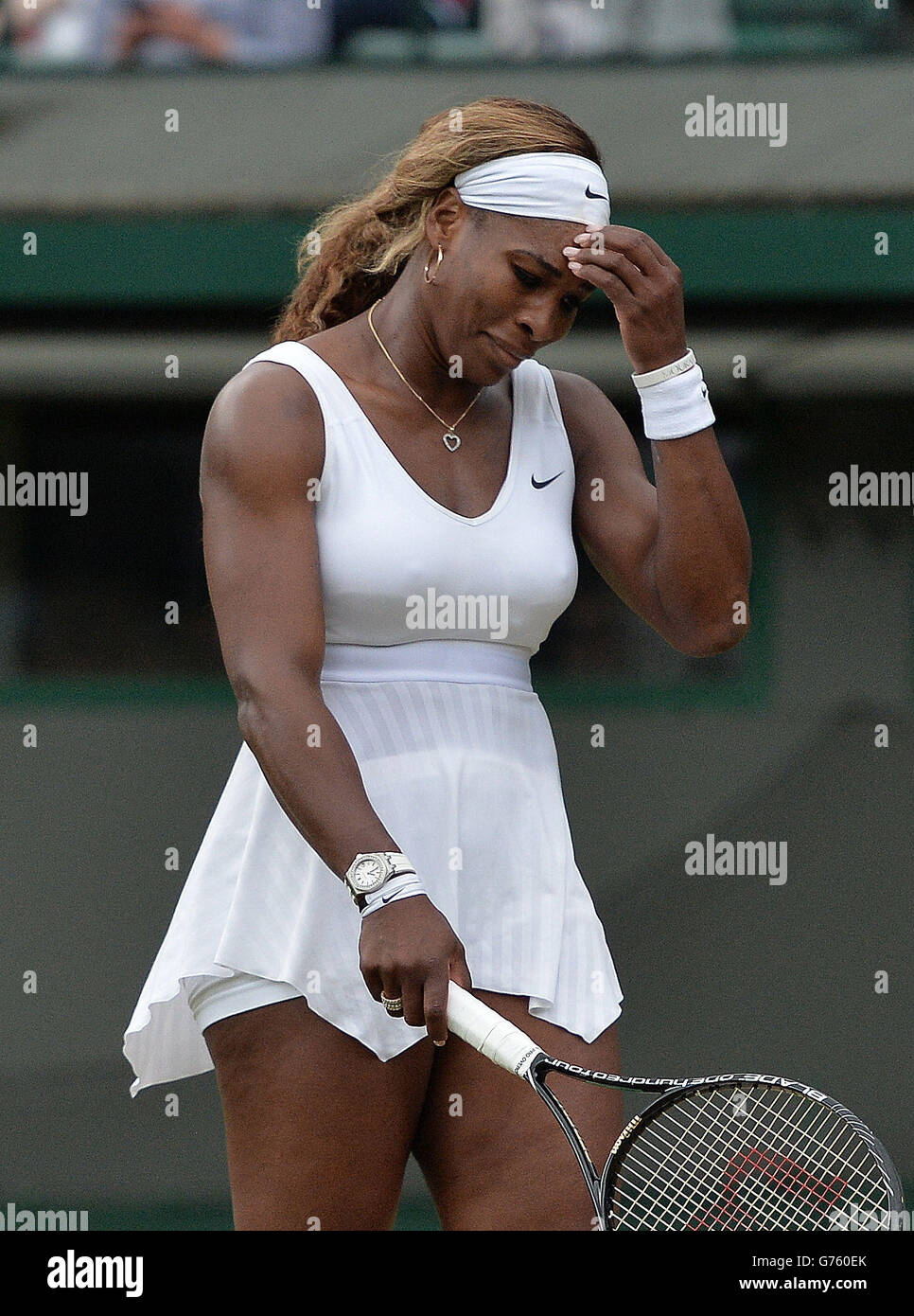 USA's Serena Williams reacts in her match against France's Alize