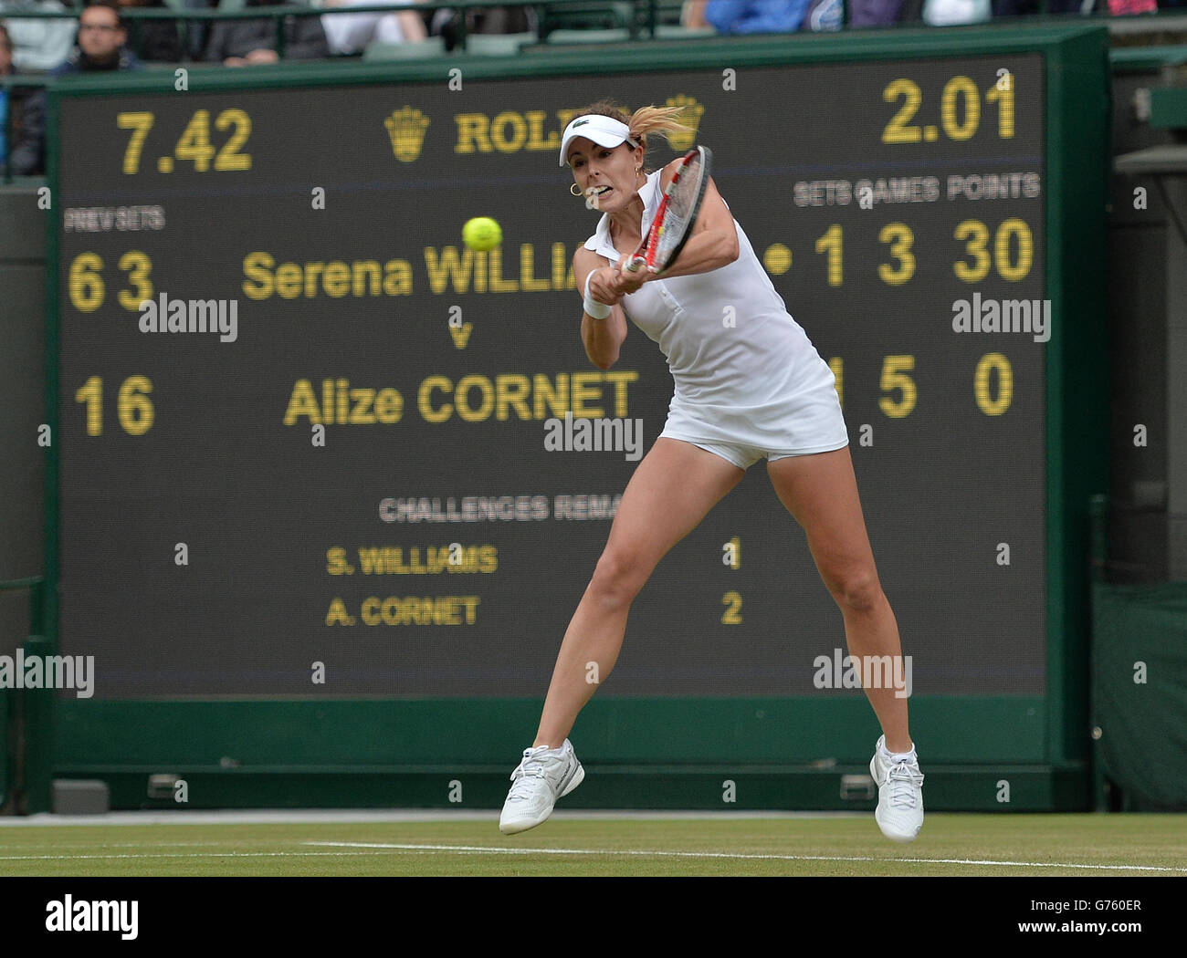 France's Alize in her match against USA's Serena Williams Stock