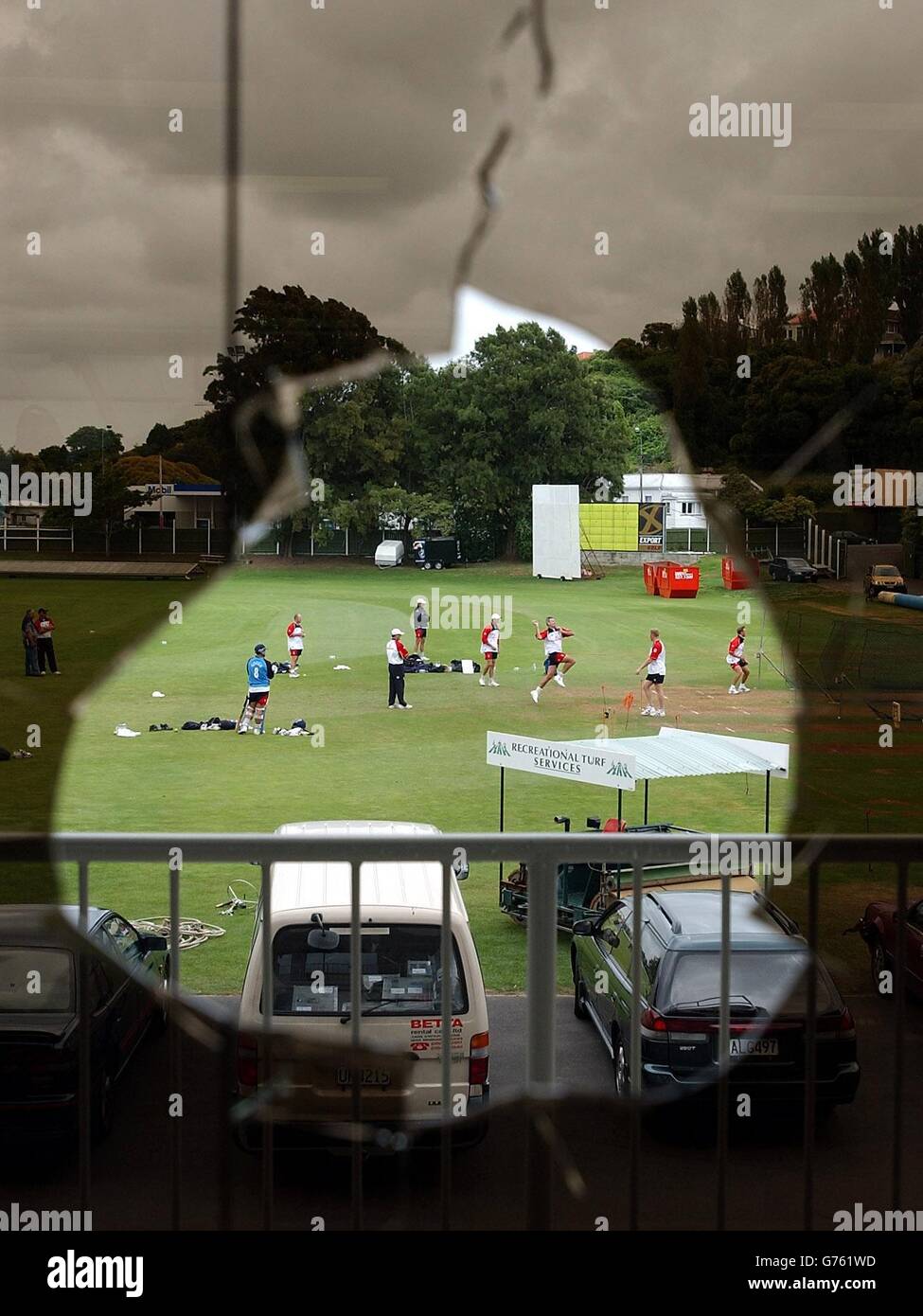 England Cricket Practice in New Zealand Stock Photo