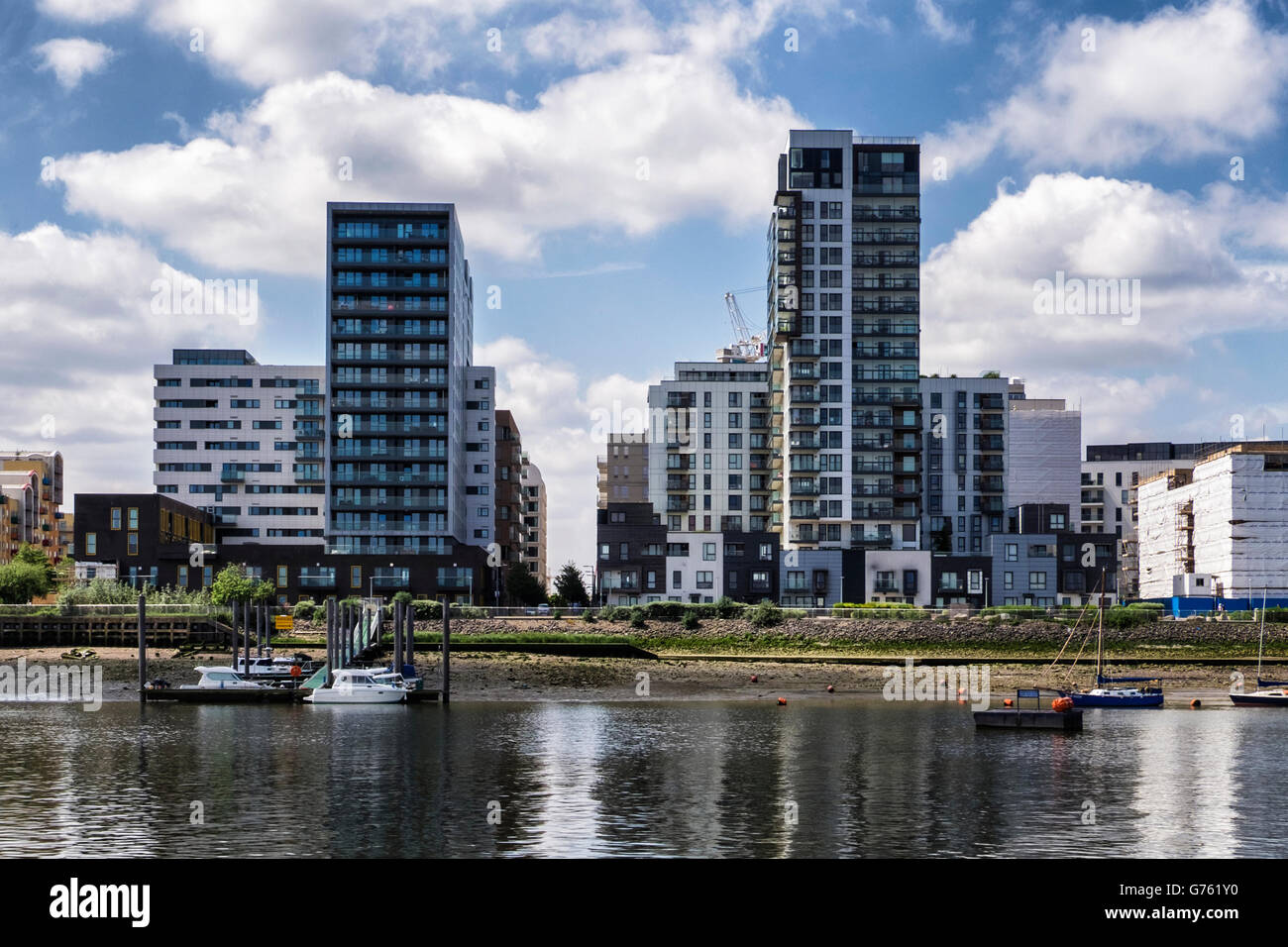 Greenwich Peninsula, London. Modern luxury newbuild riverside