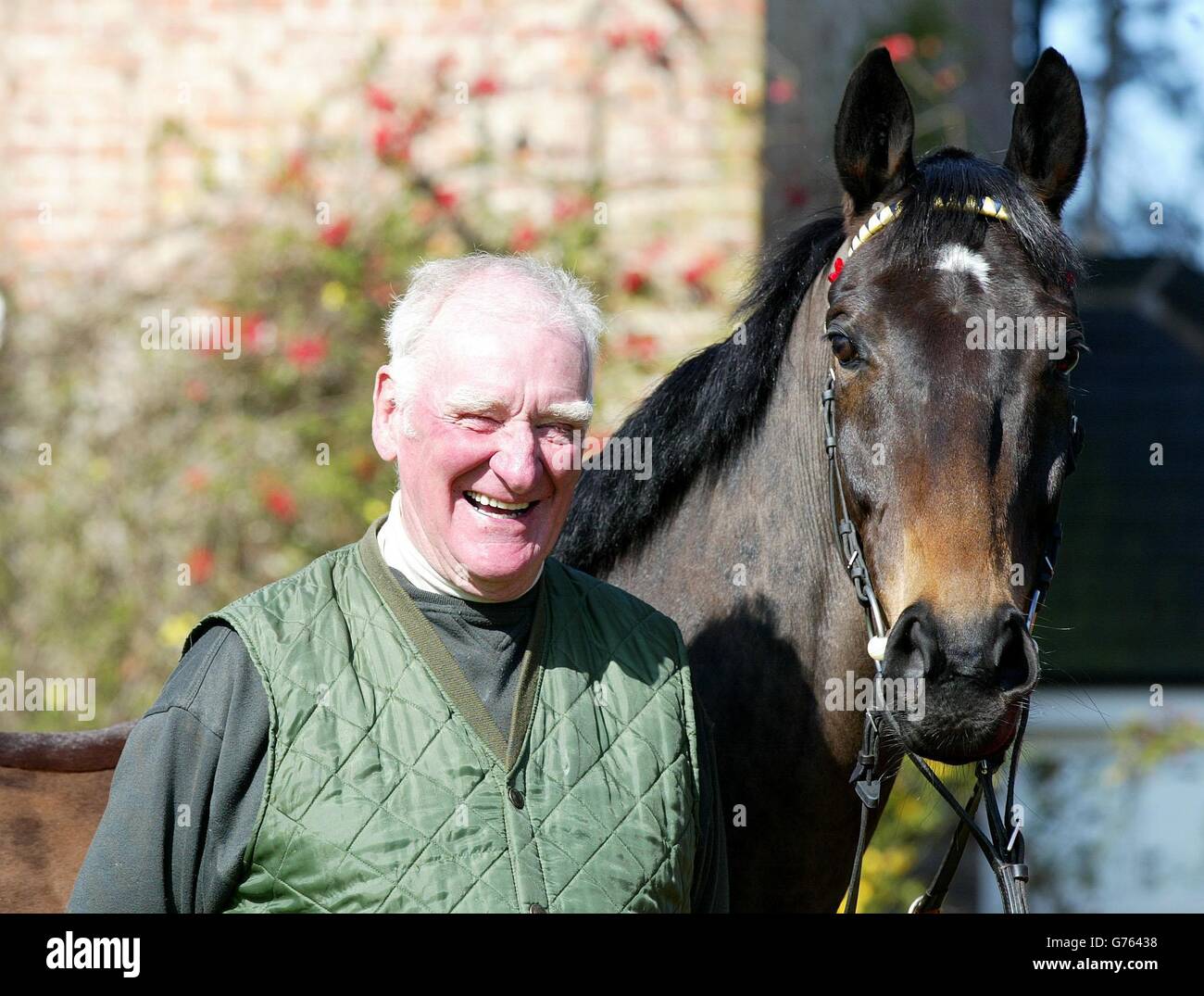 Race horse trainer Ginger McCain with Amberleigh House, the horse he is