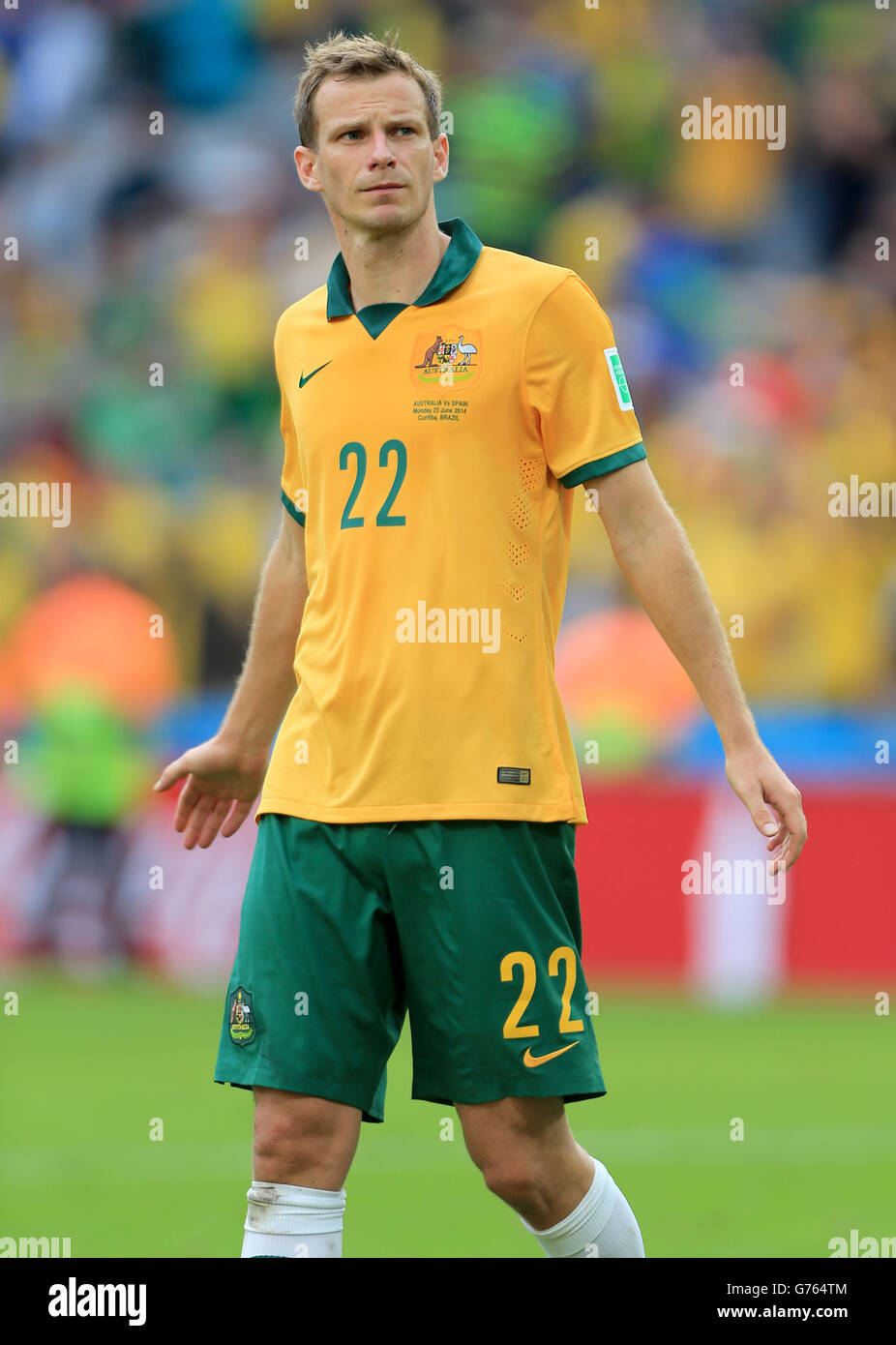 Soccer - FIFA World Cup 2014 - Group B - Australia v Spain - Arena da Baixada. Australia's Alex Wilkinson after the game Stock Photo