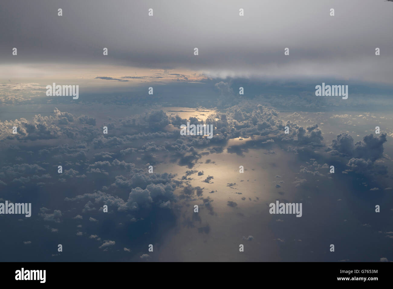 Aerial view of interesting clouds over the Atlantic Stock Photo