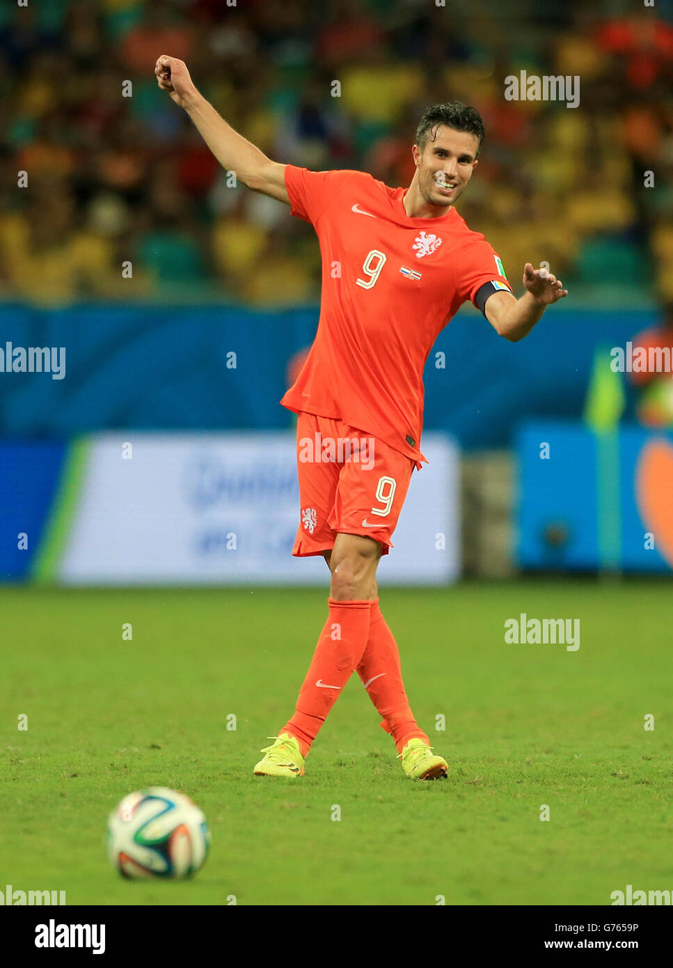 Soccer - FIFA World Cup 2014 - Quarter Final - Netherlands v Costa Rica - Arena Fonte Nova Stock Photo
