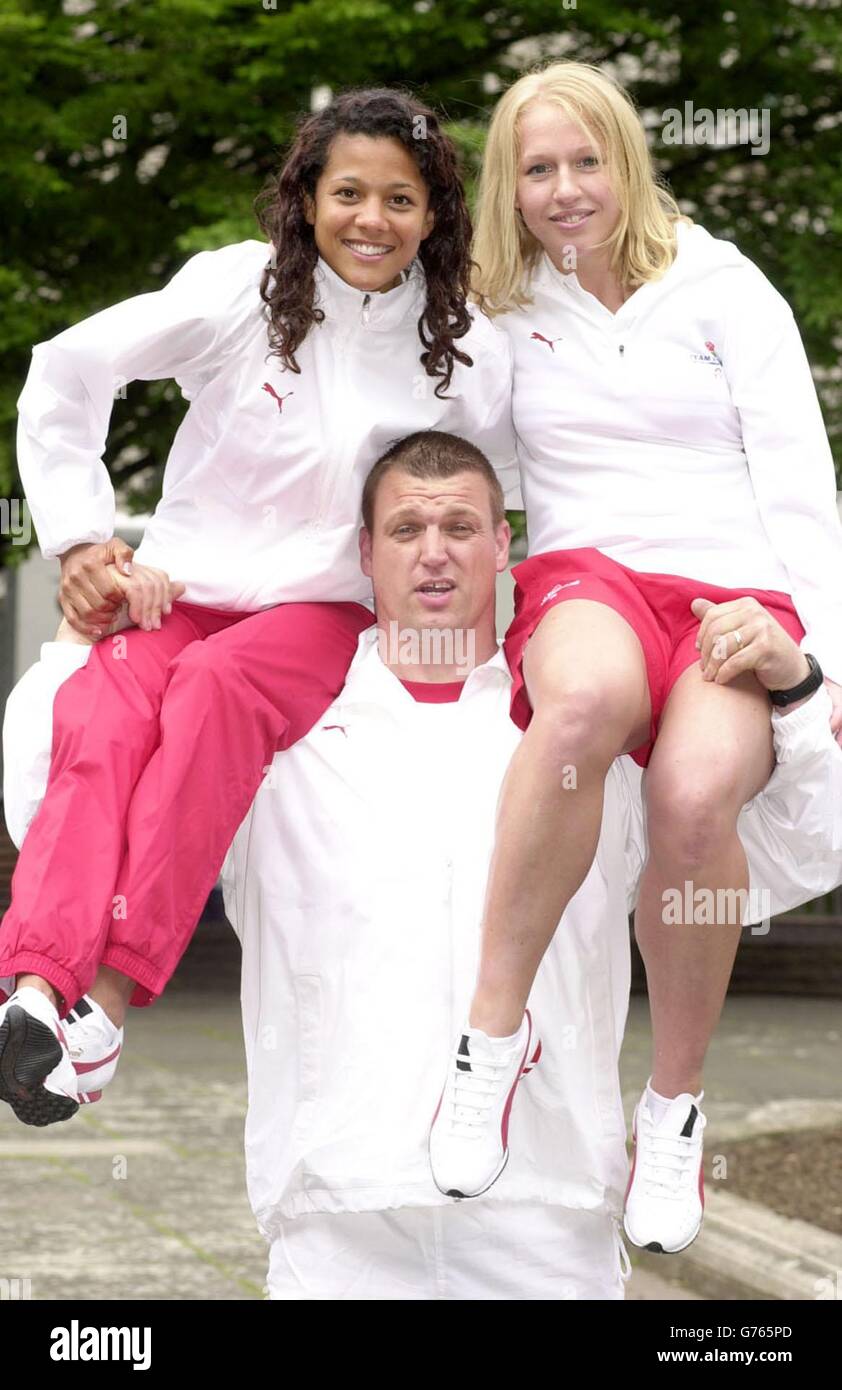 British athletes left to right hammer thrower mick jones hires stock