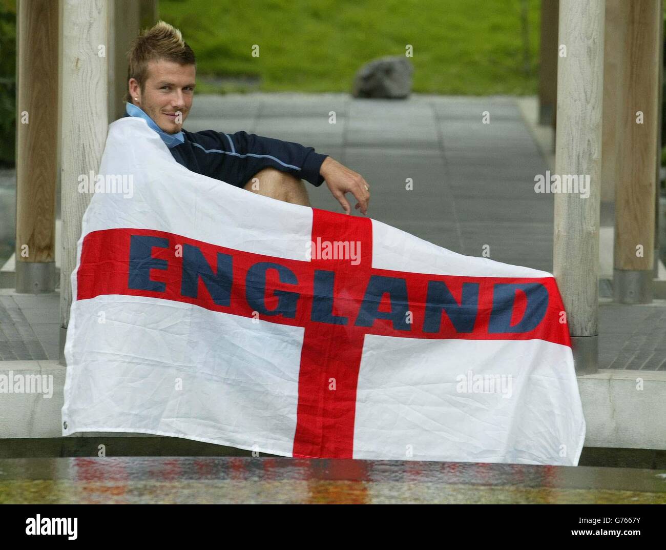 Football flags sitting fifa world cup 2002 david beckham hi-res