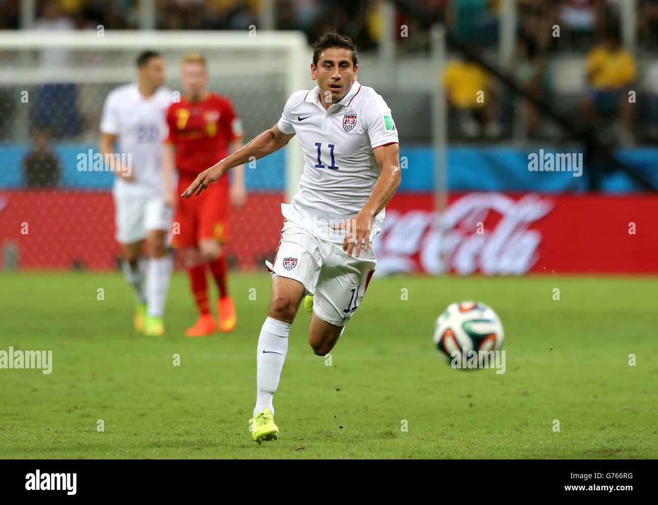 Soccer - FIFA World Cup 2014 - Round of 16 - Belgium v USA - Arena Fonte Nova. Alejandro Bedoya, USA Stock Photo