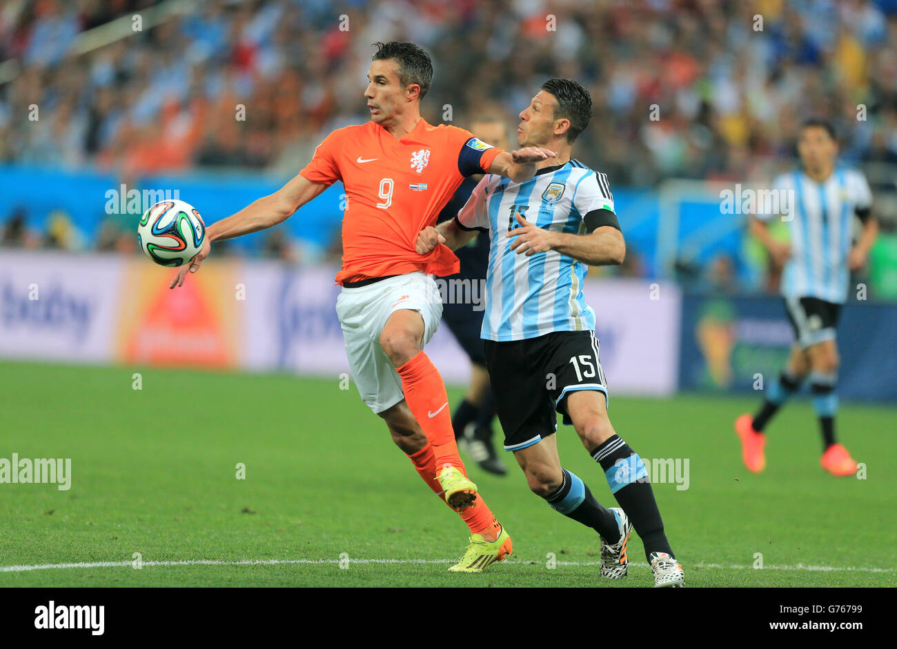 Soccer - FIFA World Cup 2014 - Semi Final - Netherlands v Argentina - Arena de Sao Paulo Stock Photo