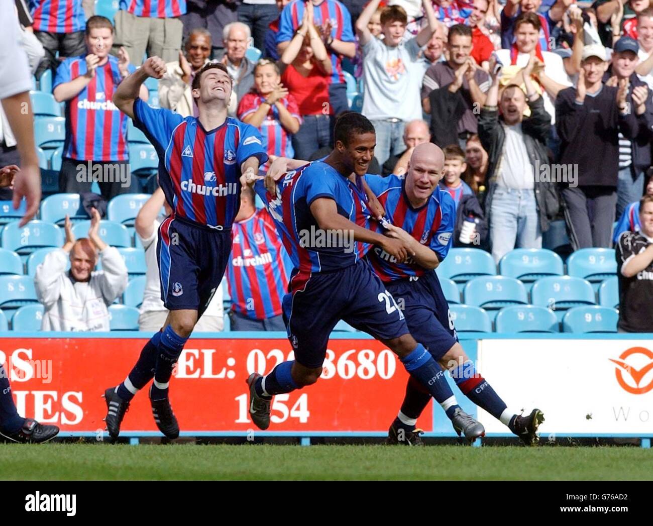 Crystal Palace's Steven Thomson (left) and Andrew Johnson (right