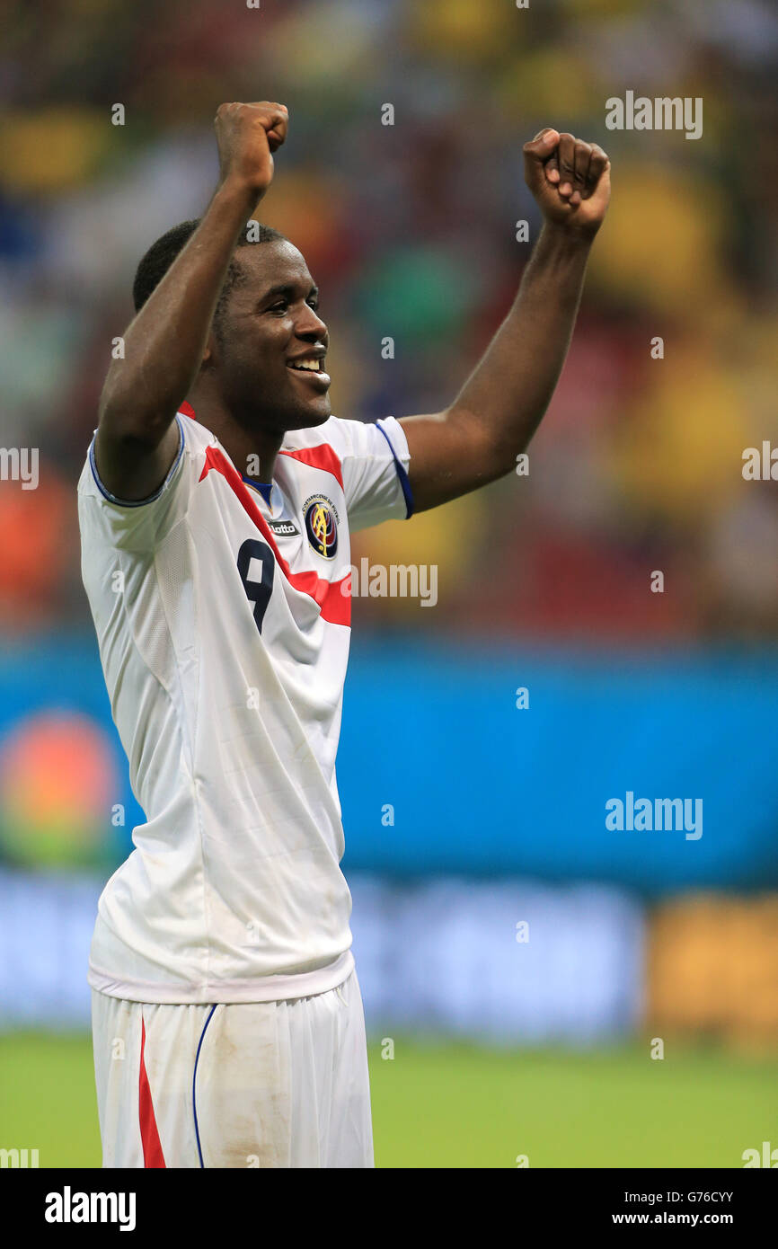 Costa Rica's Joel Campbell celebrates winning the penalty shoot-out Stock Photo