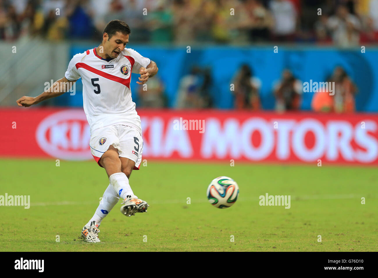 Costa Rica's Celso Borges scores his penalty in the shoot-out Stock Photo