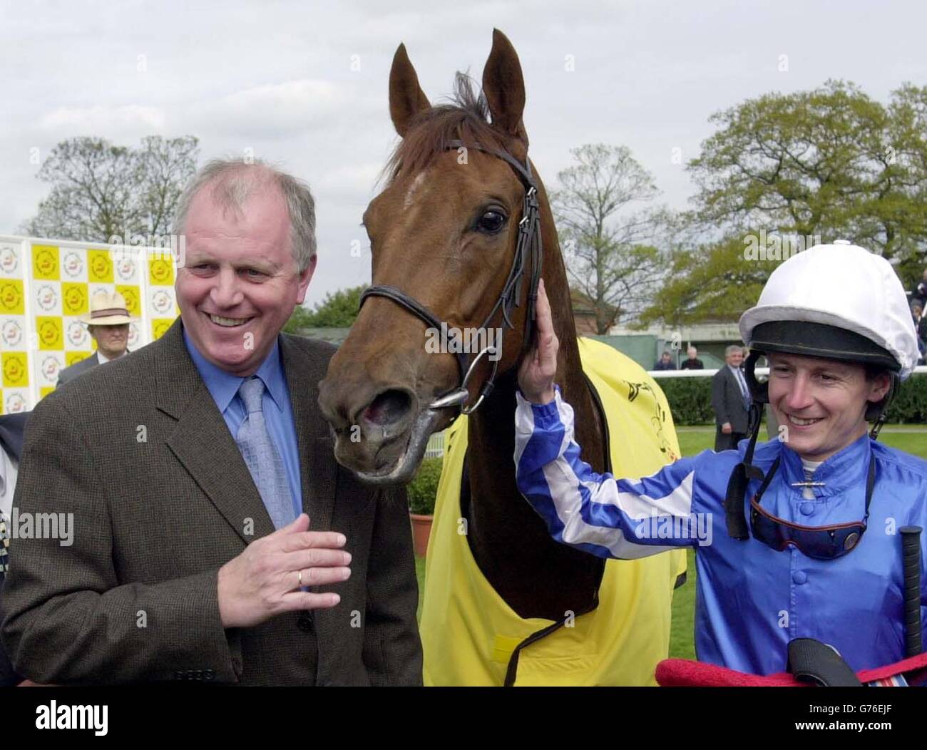 Trainer Mick Channon (left) with Queen's Logic and jockey Steve Drowne
