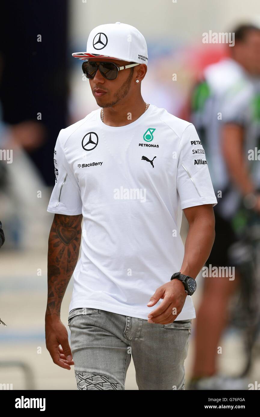 Mercedes Lewis Hamilton during the paddock day at Silverstone Circuit, Towcester. Stock Photo