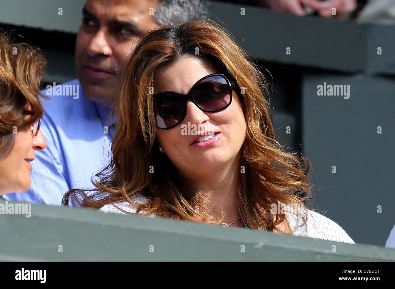 Tennis - 2014 Wimbledon Championships - Day Twelve - The All England Lawn Tennis and Croquet Club. Mirka Federer, wife of Roger Federer in the players box Stock Photo