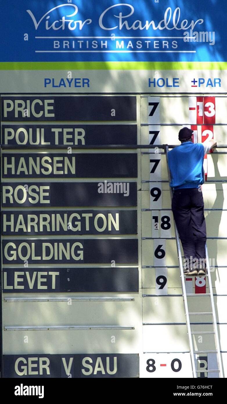 British Masters Golf - Leaderboard Stock Photo - Alamy