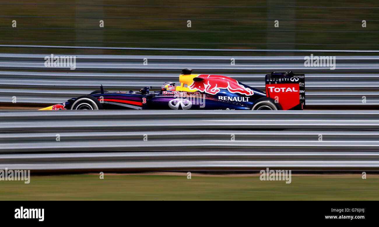 Red Bull Racing's Daniel Ricciardo during Mid Season Testing at Silverstone Race Track, Towcester. Stock Photo