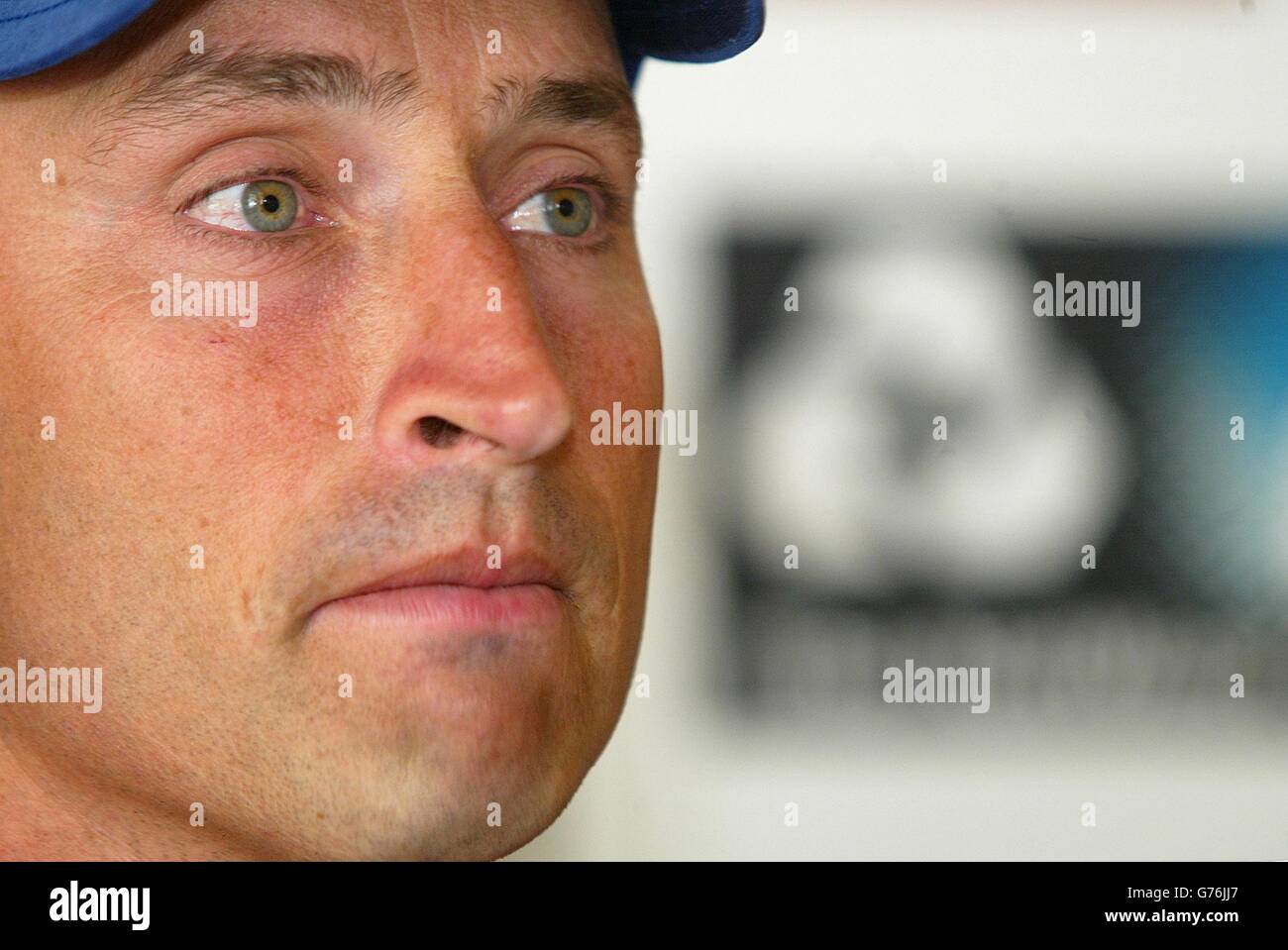 England cricket captain Nasser Hussain at a press conference at Trent Bridge, before the start of The Natwest Series between England, Sri Lanka and India. Stock Photo