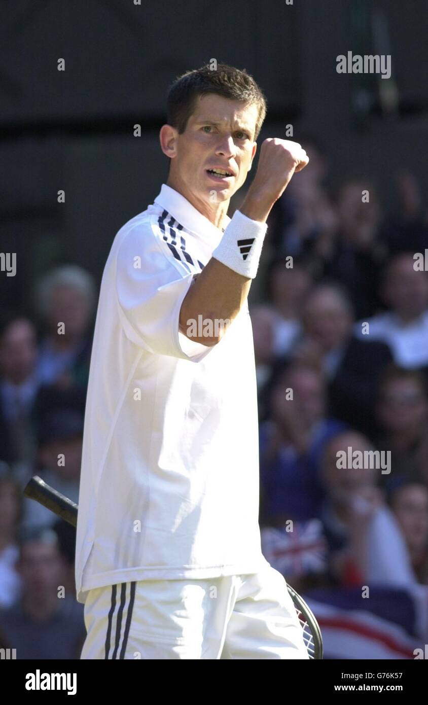 Britain's number one men's tennis star Tim Henman in action against