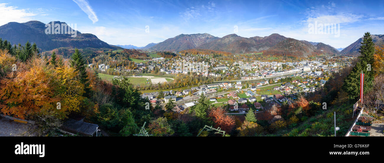 view from Siriuskogel on Bad Ischl, left Mount Katrin, Bad Ischl, Austria, Ober?sterreich, Upper Austria, Salzkammergut Stock Photo