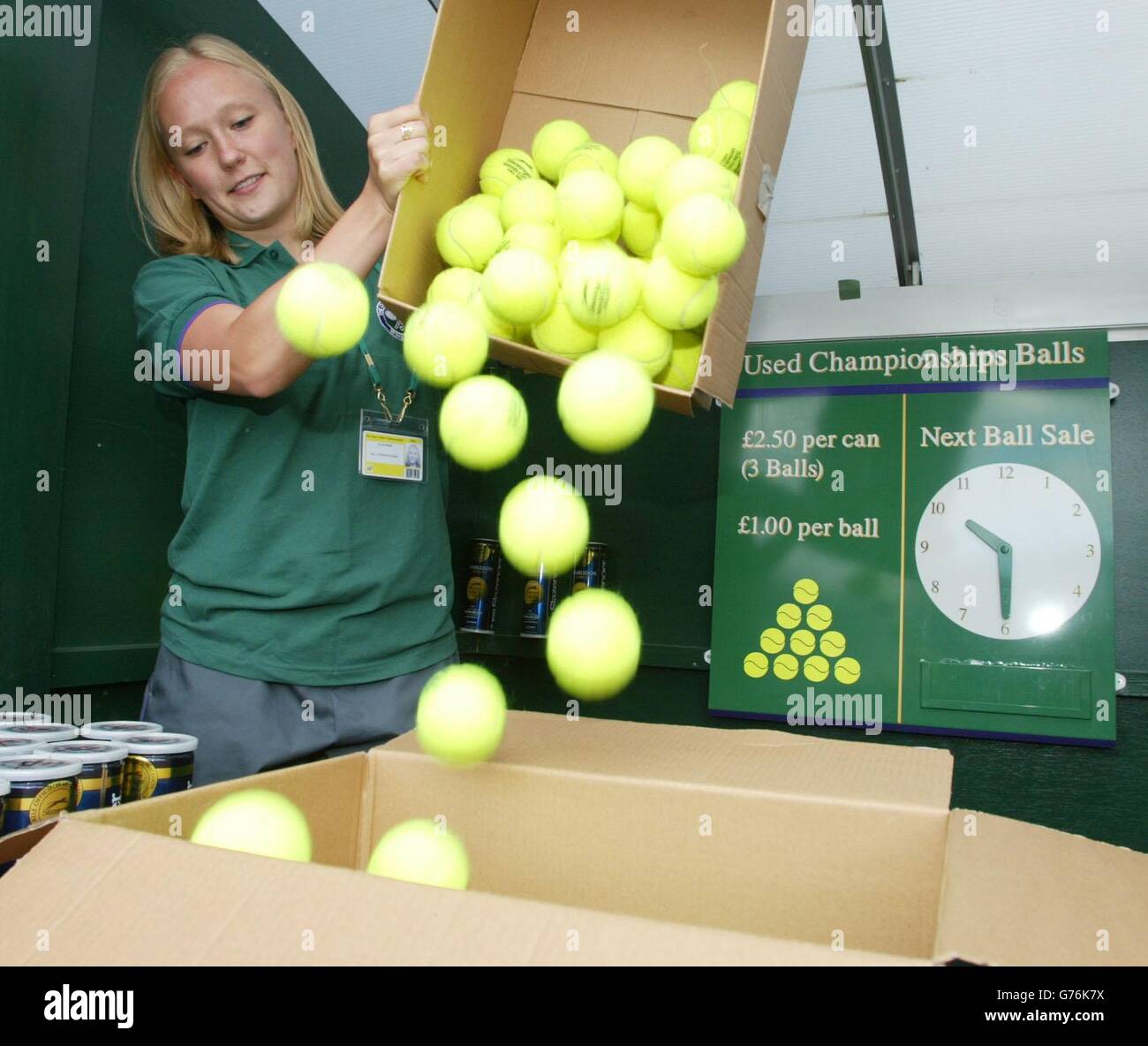 Used balls from Wimbledon Stock Photo Alamy