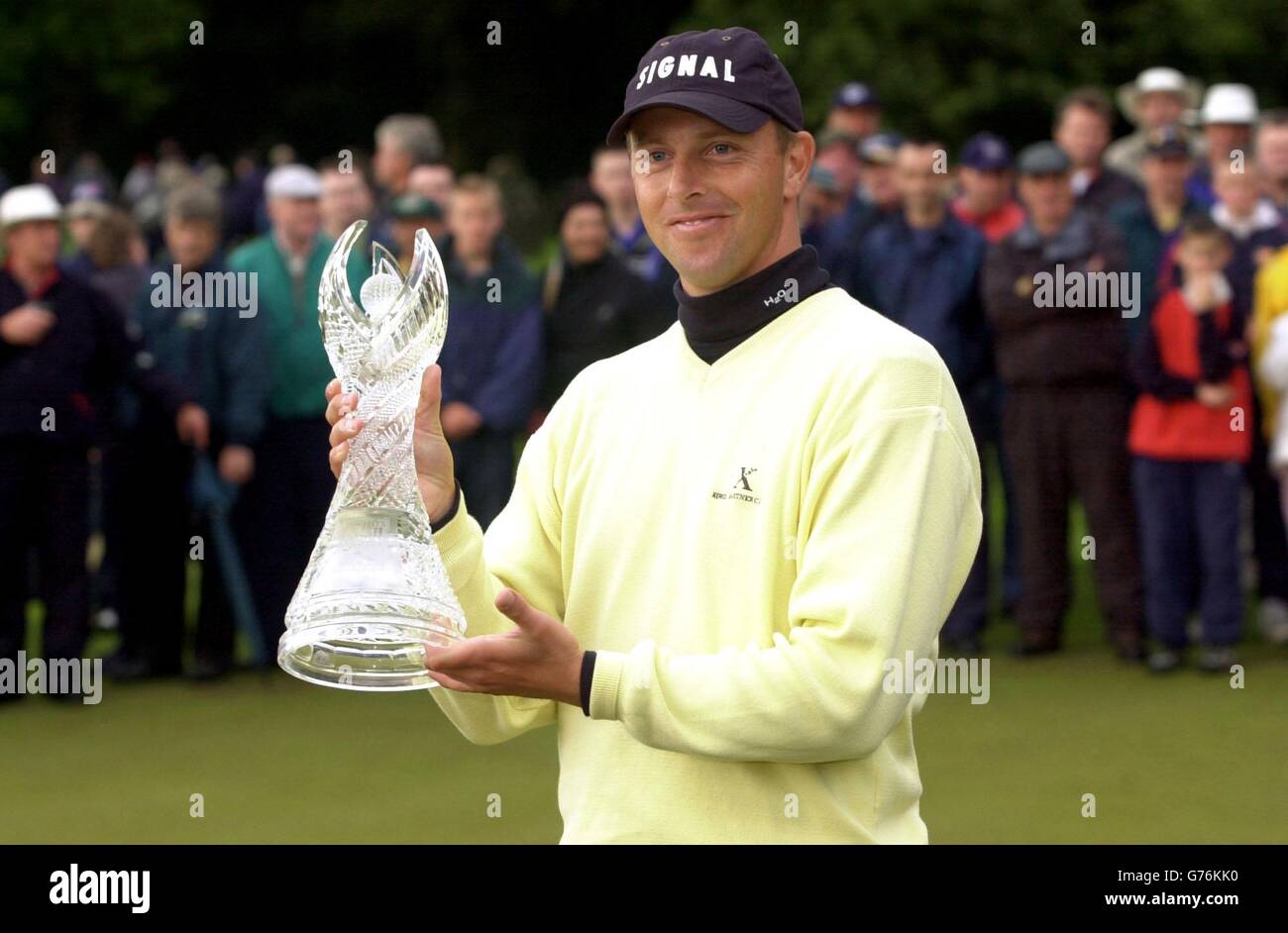 Denmark's Soren Hansen with the Waterford Crystal Trophy after winning ...