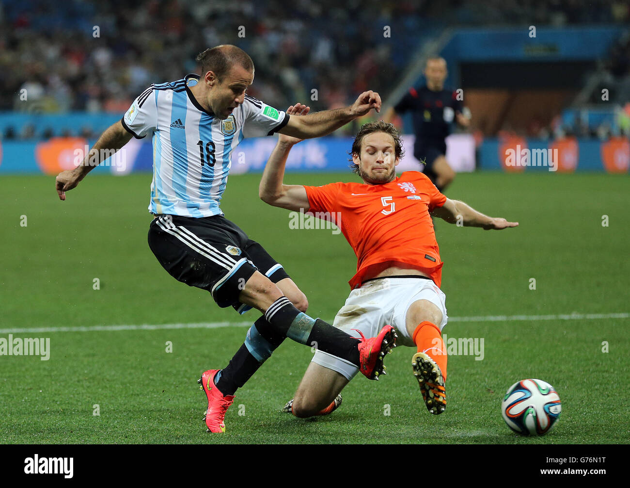 Soccer - FIFA World Cup 2014 - Semi Final - Netherlands v Argentina - Arena de Sao Paulo Stock Photo