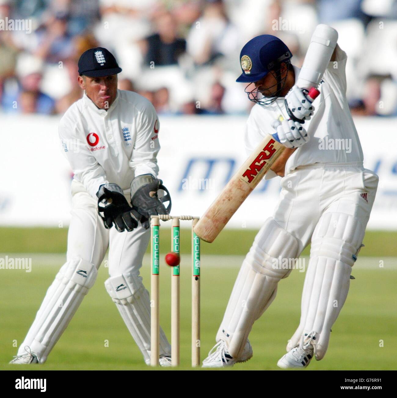 Action during the test between england and india hires stock