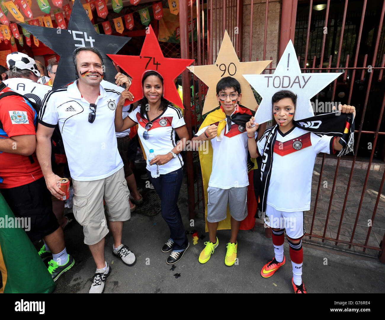 Soccer - FIFA World Cup 2014 - Final - Germany v Argentina - Estadio do Maracana. Germany fans in the streets show support for their team before the FIFA World Cup Final at the Estadio do Maracana, Rio de Janerio, Brazil. Stock Photo