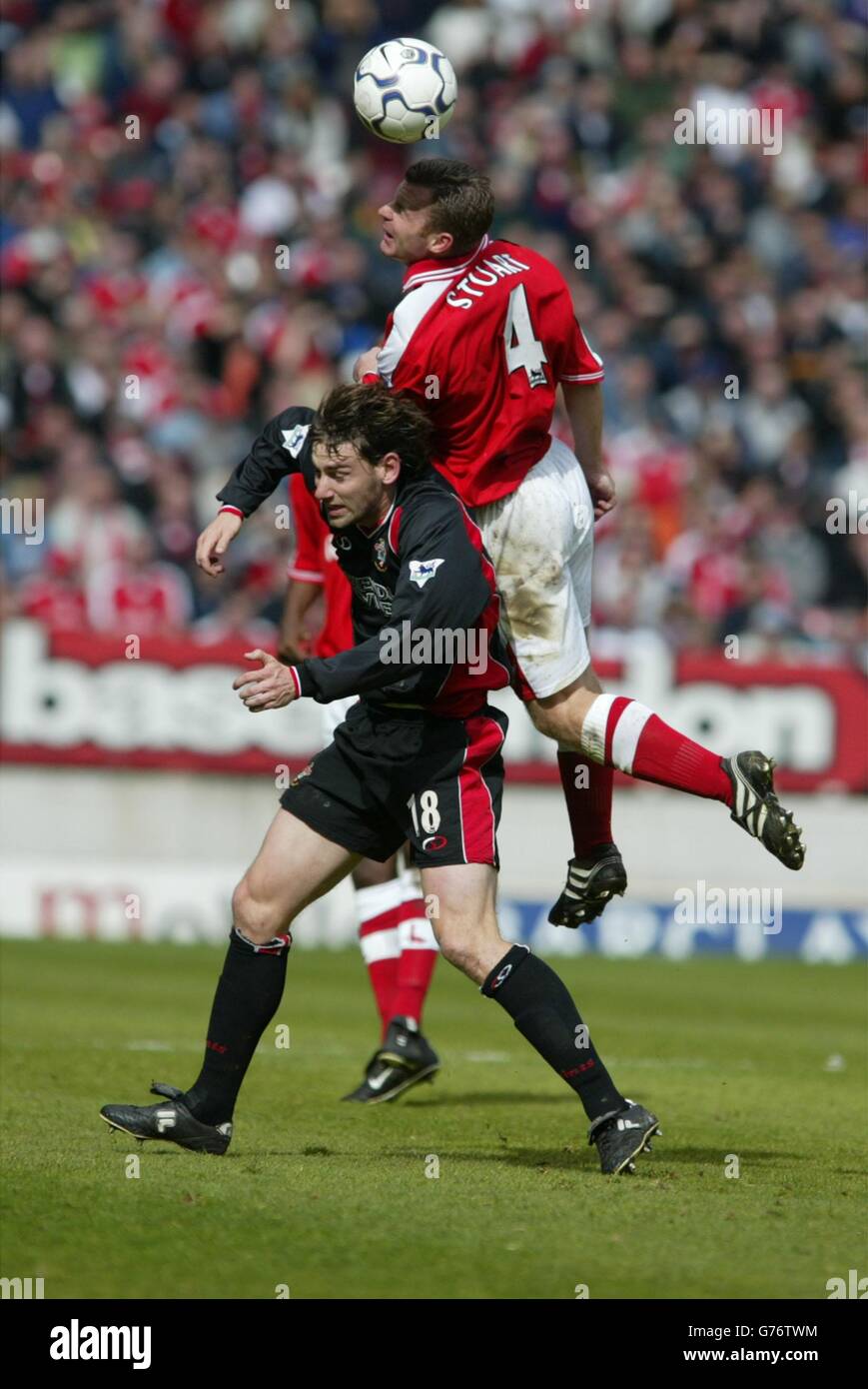 Stuart Delap Charlton's Graham Stuart (right) and Southampton's Rory Delap fight for ...