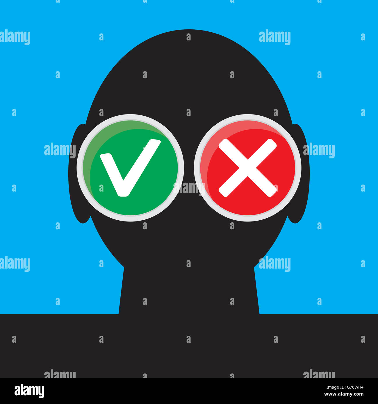 Personal choice concept. Yes and no, yes no maybe, right and wrong, do and dont, vector illustration Stock Photo