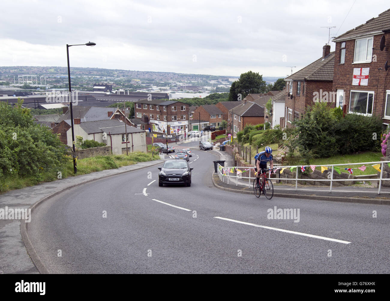 A general view of Jenkin Road, Sheffield, which will feature in Stage 2 of the Tour de France Grand Depart. Stock Photo