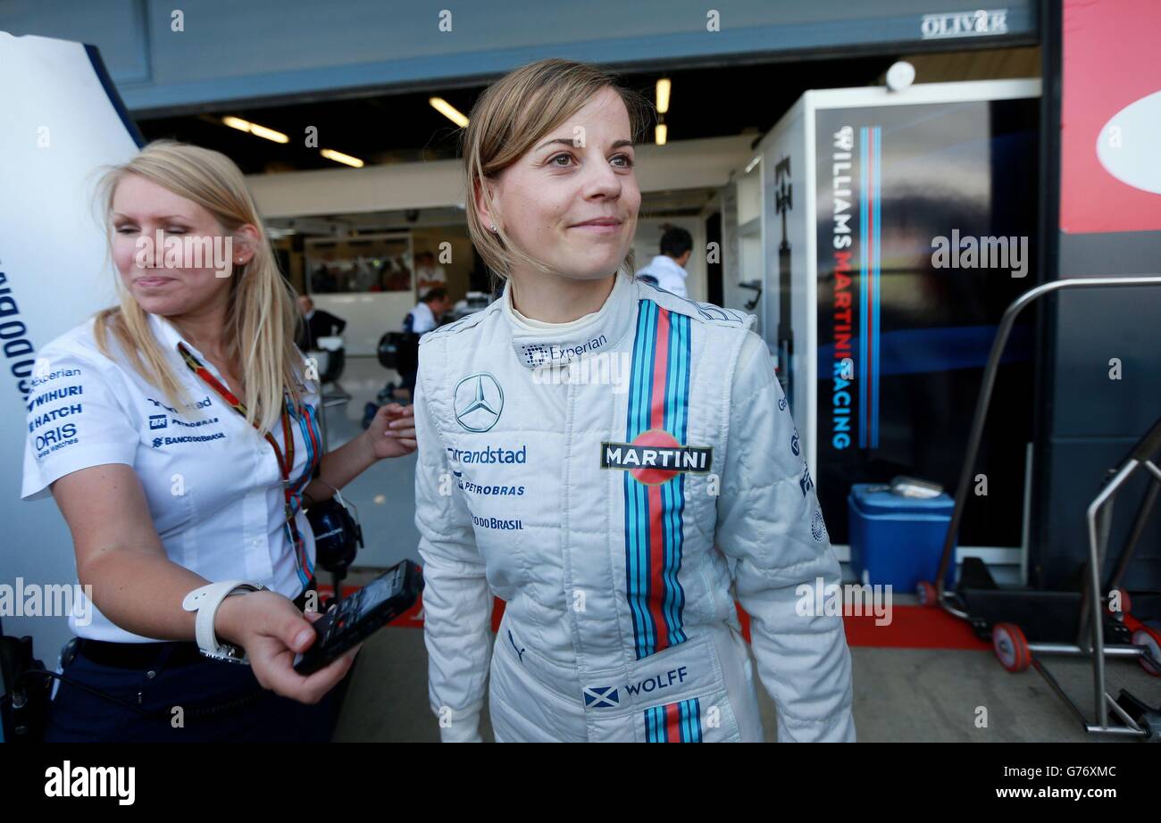 Williams Susie Wolff during the practice day at Silverstone Circuit, Towcester. Stock Photo