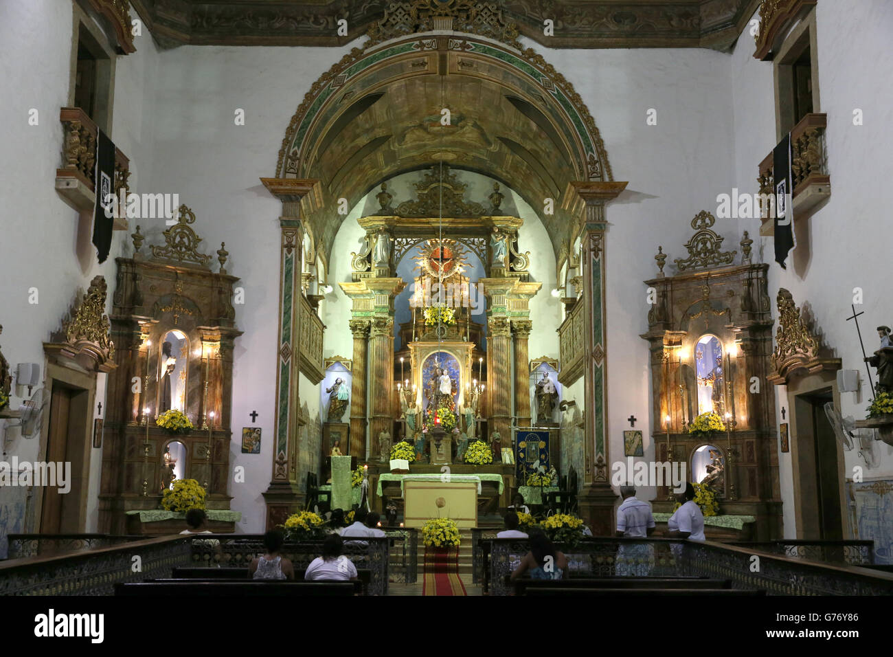 rio dos Pretos in Salvador's The Church of Our Lady of the Rosary in the Historical centre of Salvador during a service Stock Photo