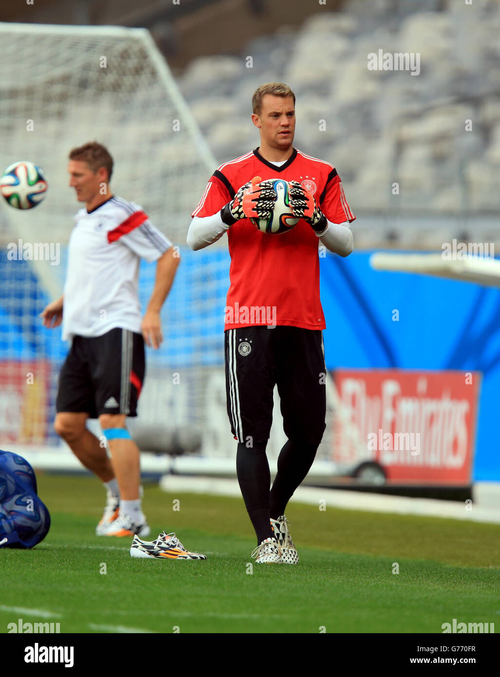 Germany's Manuel Neuer during the training session at Estadio Mineirao, Belo Horizonte, Brazil. Stock Photo