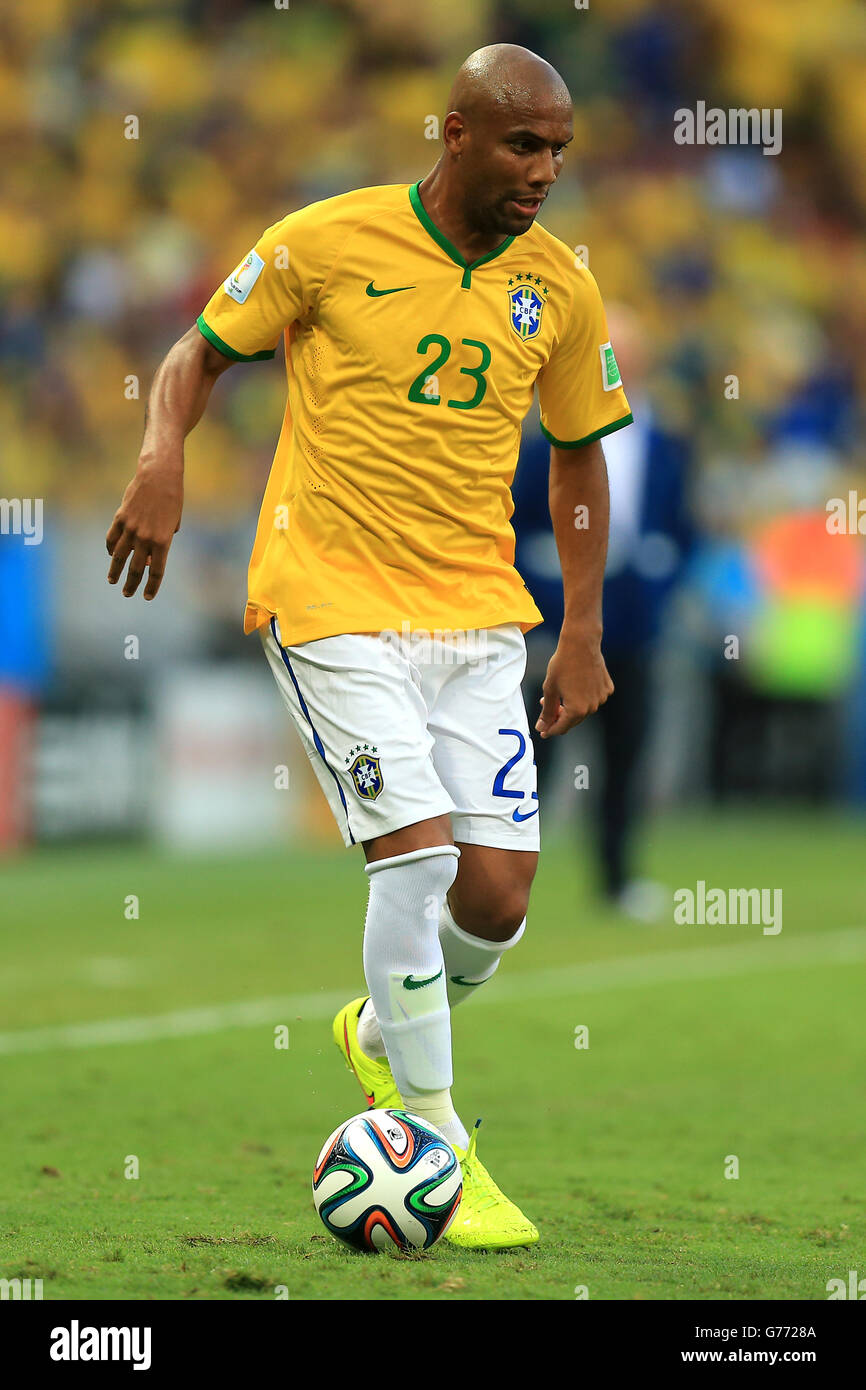 Soccer - FIFA World Cup 2014 - Quarter Final - Brazil v Colombia - Estadio Castelao. Brazil's Maicon Stock Photo