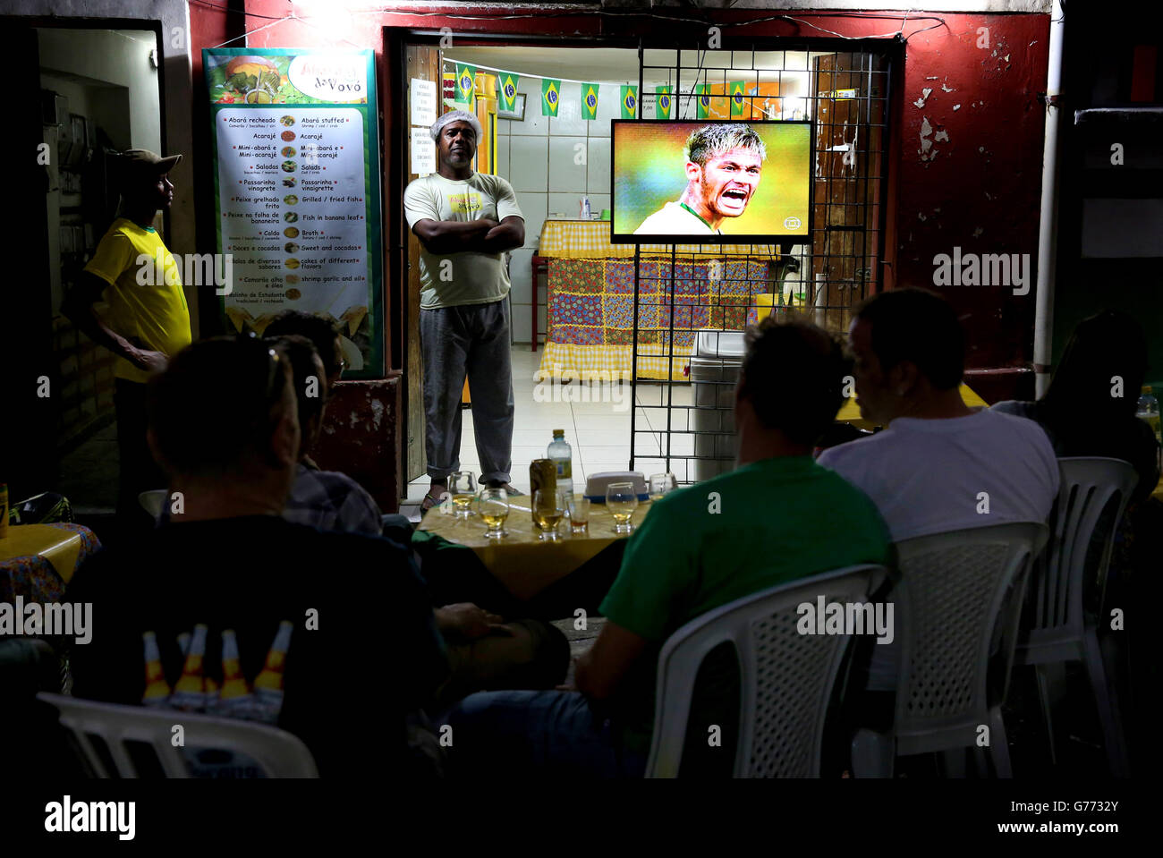 Soccer - FIFA World Cup 2014 - Quarter Final - Brazil v Colombia - Brazil Fans in Salvador Stock Photo