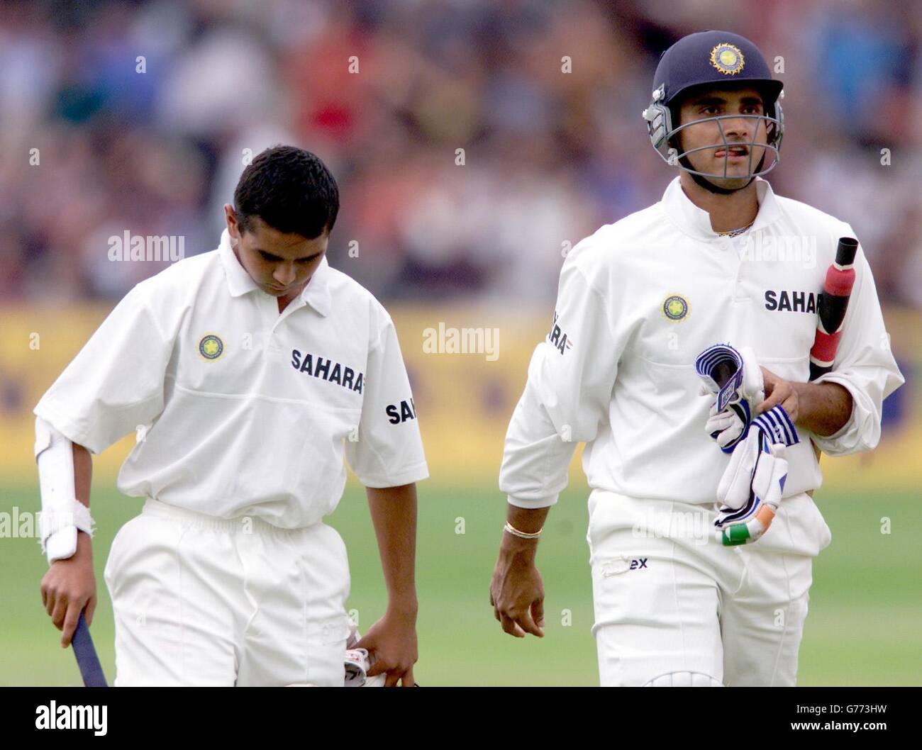 England v India - Sourav Ganguly and Parthiv Patel Stock Photo