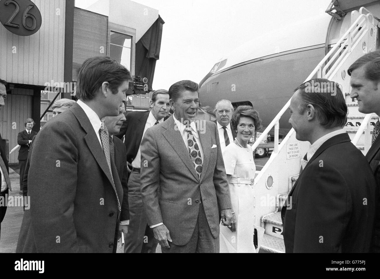 California's Governor Ronald Reagan and his wife Nancy pictured at Heathrow Airport. They were about to board a US Air Force special flight for a visit to Dublin. Stock Photo