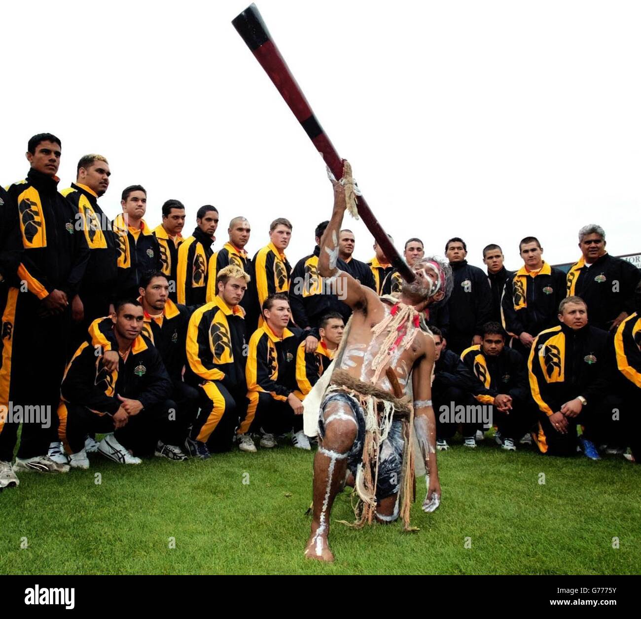 The National Australia Aboriginal Rugby League team pose for their team ...