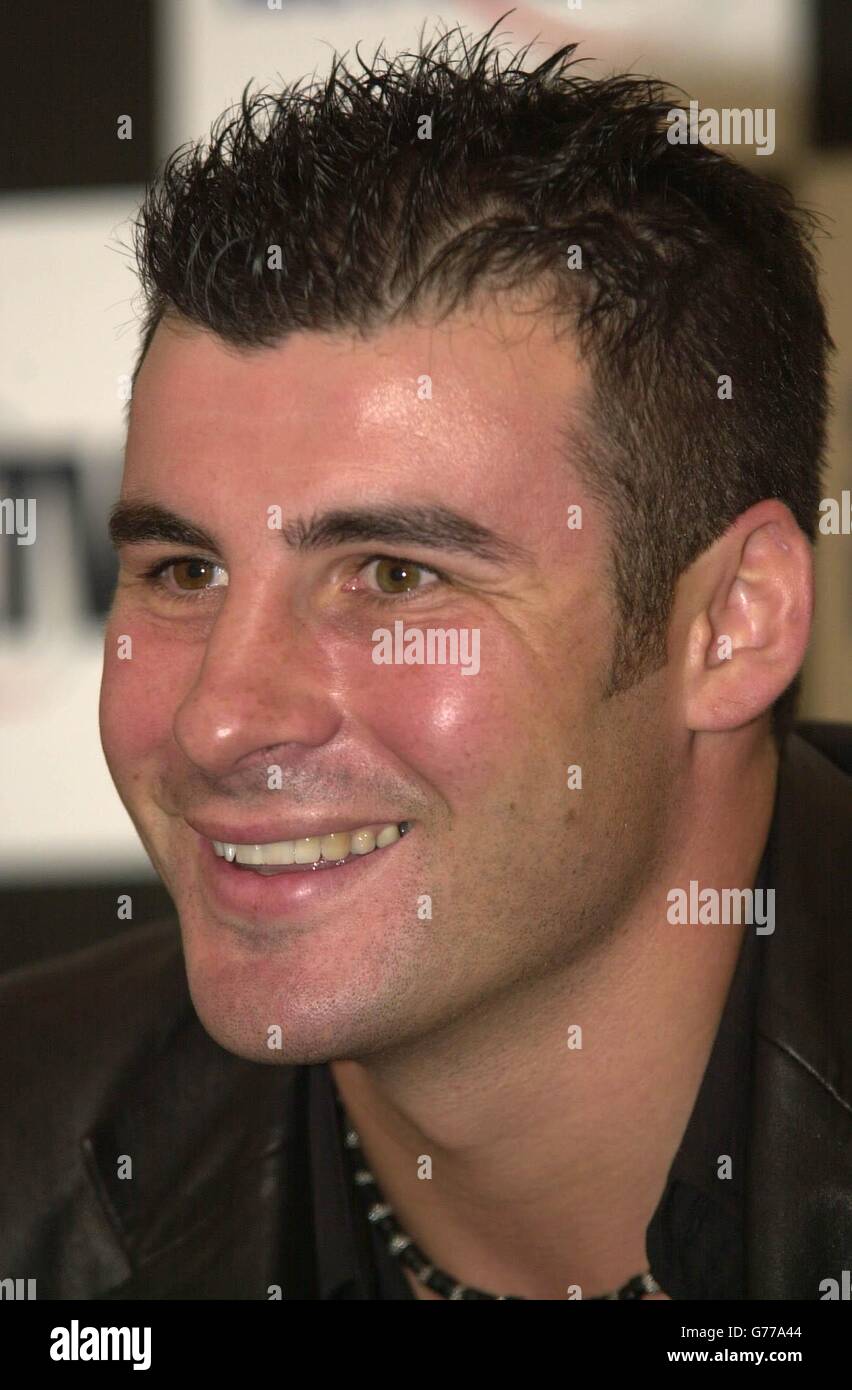WBO SuperMiddleweight champion Joe Calzaghe attends the news conference in London for th the announcement of a pre-Christmas bout when he will be defending his title against the American Thomas Tate, at the Telewest Arena, Newcastle. Stock Photo